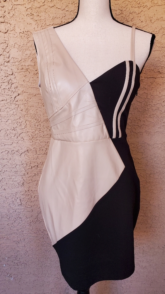 Entry Dress Half Faux Leather and Cotton Large